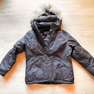 Eddie Bauer Women’s Black Parka Jacket Petite Large Winter Coat